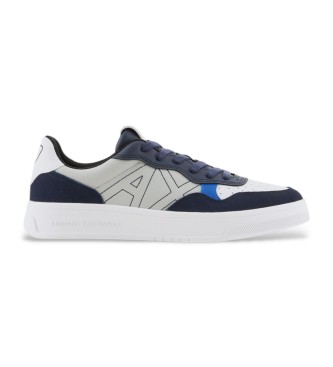 Armani Exchange Scarpe sportive in tessuto tecnico e camoscio bianco, navy