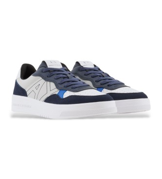 Armani Exchange Scarpe sportive in tessuto tecnico e camoscio bianco, navy