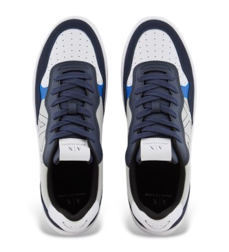 Armani Exchange Trainers in technical textile and suede, white, navy