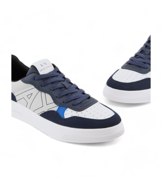 Armani Exchange Trainers in technical textile and suede, white, navy