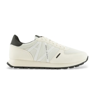 Armani Exchange Trainers with mesh inserts and white ecological suede