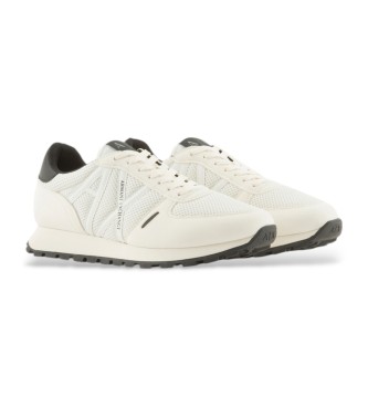 Armani Exchange Trainers with mesh inserts and white ecological suede