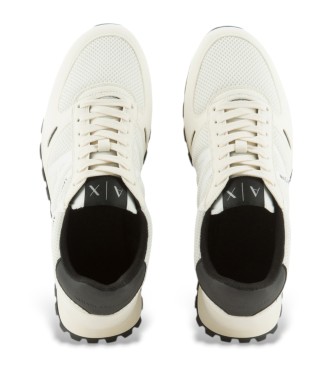 Armani Exchange Trainers with mesh inserts and white ecological suede