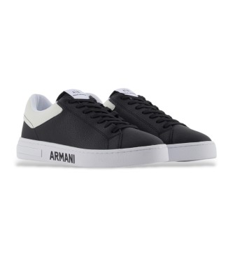 Armani Exchange Usnjene športne copate z logotipom na podplatu črne barve