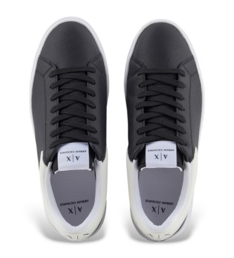 Armani Exchange Leather trainers with logo on the sole black