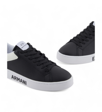 Armani Exchange Leather trainers with logo on the sole black