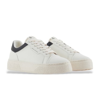 Armani Exchange Sneakers in pelle martellata bianca sul retro a contrasto