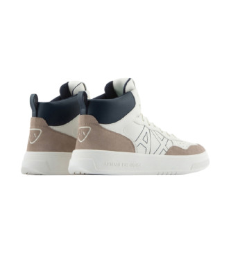 Armani Exchange High top trainers in white technical fabric