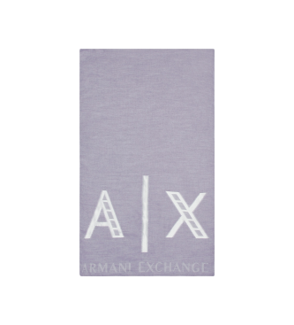 Armani Exchange Liliowy szalik z logo