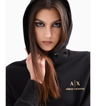 Armani Exchange Felpa nera con collo alla coreana