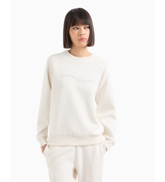 Armani Exchange Witte sweater met ronde hals