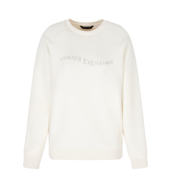 Armani Exchange Weies Sweatshirt mit Rundhalsausschnitt