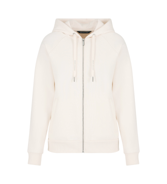 Armani Exchange White hoodie with hood and zip in stretchy white fabric