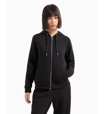 Armani Exchange Stretch hooded zip-up sweatshirt Black