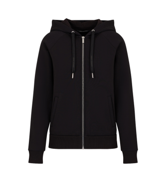 Armani Exchange Stretch hooded zip-up sweatshirt Black