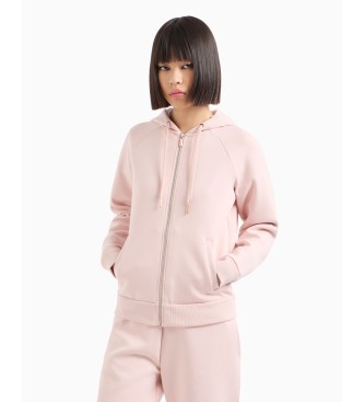 Armani Exchange Sweat  capuche zippe en tissu stretch rose