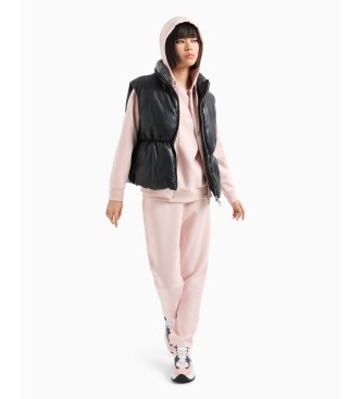 Armani Exchange Luvtrja med dragkedja och huva i rosa stretchmaterial