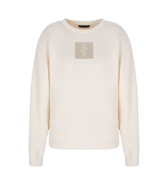 Armani Exchange Sweatshirt mit Rundhalsausschnitt und weiem Monogramm-Aufnher