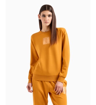 Armani Exchange Crewneck sweatshirt met oranje monogram patch