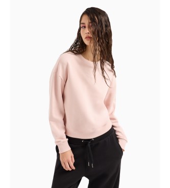 Armani Exchange Sweatshirt bsica de algodo orgnico com gola redonda ASV cor-de-rosa