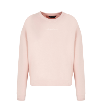 Armani Exchange Sweat-shirt  col ras du cou en coton biologique Basic ASV rose