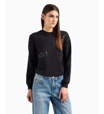 Armani Exchange Sweatshirt med rund halsringning Svart