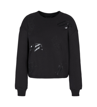 Armani Exchange Sweatshirt mit Rundhalsausschnitt Schwarz