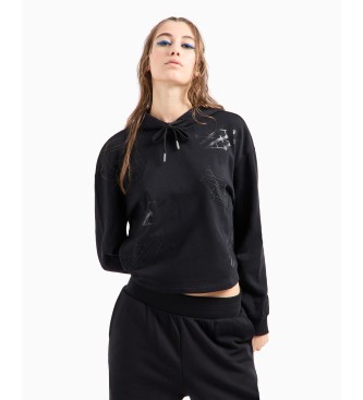 Armani Exchange Zwart sweatshirt met capuchon en trekkoorden