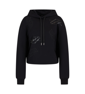 Armani Exchange Zwart sweatshirt met capuchon en trekkoorden