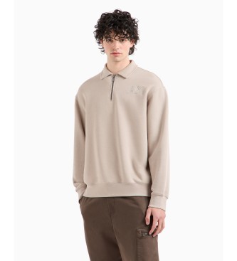 Armani Exchange Beige sweatshirt med skjortkrage