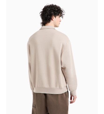 Armani Exchange Beige sweatshirt med skjortkrage