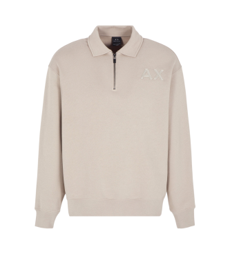 Armani Exchange Beige sweatshirt med skjortkrage