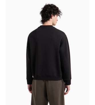 Armani Exchange Sweatshirt mit Rundhalsausschnitt und Adler-Stickerei aus Bio-Baumwolle ASV schwarz