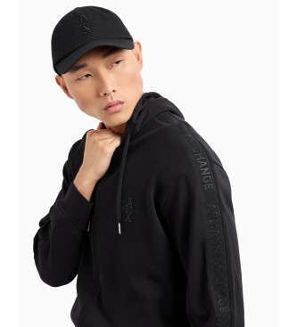 Armani Exchange ASV hooded sweatshirt with interlock fastening in black cotton