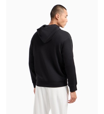 Armani Exchange ASV hooded sweatshirt with interlock fastening in black cotton