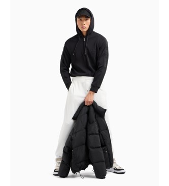 Armani Exchange ASV hooded sweatshirt with interlock fastening in black cotton