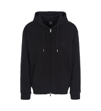 Armani Exchange ASV hooded sweatshirt with interlock fastening in black cotton