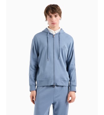 Armani Exchange Felpa ASV con cappuccio e chiusura interlock di cotone blu  