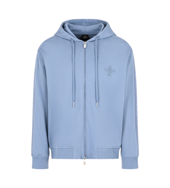 Armani Exchange Felpa ASV con cappuccio e chiusura interlock di cotone blu  