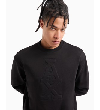 Armani Exchange Sweatshirt med logotyp ingraverad p fransk frott ASV svart