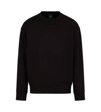 Armani Exchange Sweatshirt met logo gegraveerd op Franse badstof ASV zwart