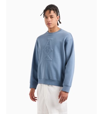 Armani Exchange Sweatshirt with logo engraved in blue ASV French fleece