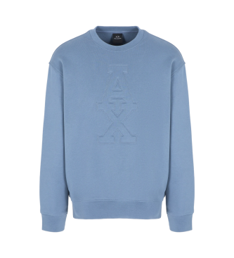 Armani Exchange Sweatshirt with logo engraved in blue ASV French fleece