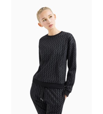 Armani Exchange Sweat en ponge franaise noir