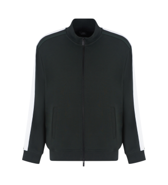 Armani Exchange Felpa con zip intera e collo alla coreana in cotone interlock nero