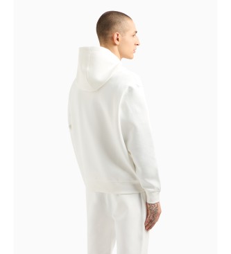 Armani Exchange Chandail  capuchon en coton-polyester extensible lamin blanc avec capuchon