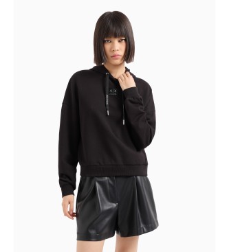 Armani Exchange Svart sweatshirt med huva