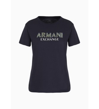 Armani Exchange Koszulka z krótkim rękawem niebiesko-fioletowa