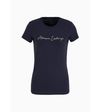 Armani Exchange Kortrmet T-shirt bl-lilla