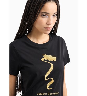 Armani Exchange T-shirt met geborduurde details zwart